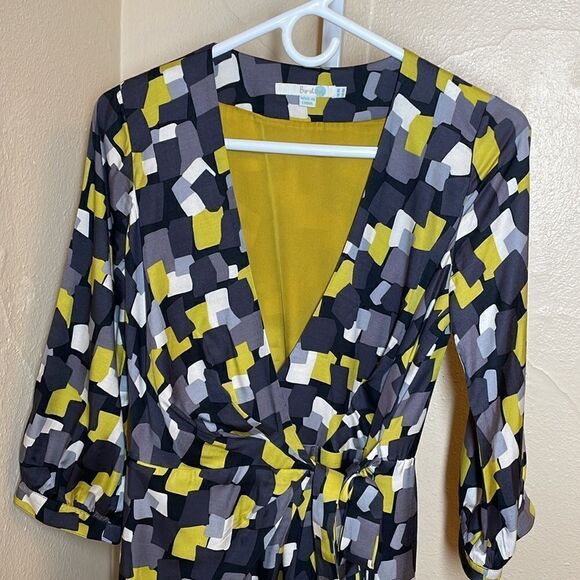 BODEN Women's Geometric Dot Wrap Viscose Silk Dress Size US 4R - Picture 3 of 15